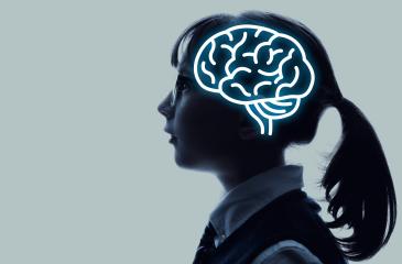 child with brain illustration